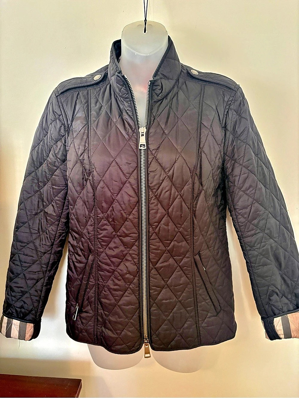 Burberry Brit Quilted Plaid-Lined Jacket Size Medium